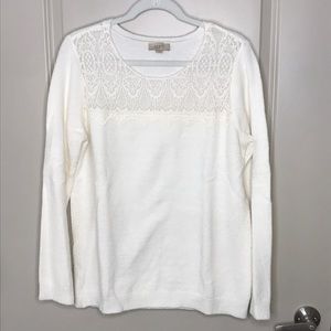 LOFT White Sweater with Lace